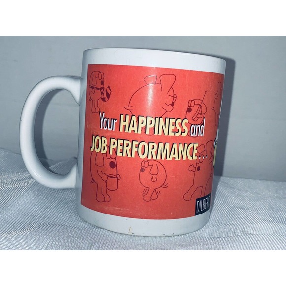 Dilbert Comic Coffee Mug Cup Office Happiness & Job Performance OZ Scott Adams - Picture 1 of 7